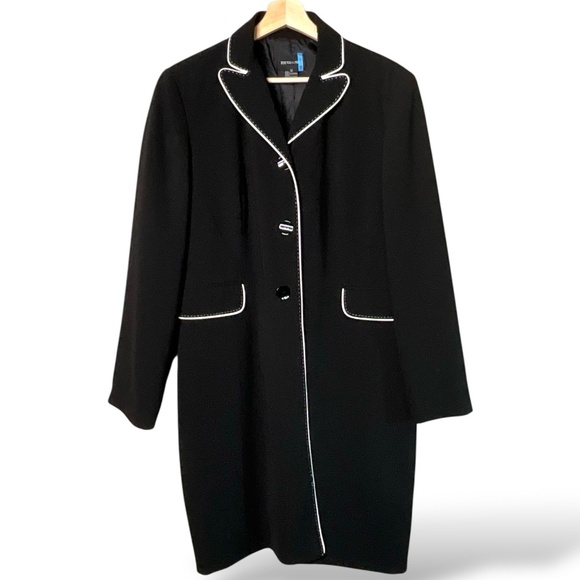 FOCUS 2000 Black Fully Lined Long Line Blazer / Jacket / Coat US Sz 12 - Picture 3 of 8